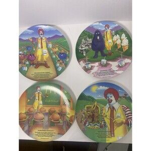 McDonald's 1989 Vintage 4 Pc Plate Set Collectible Hamburger University Plates